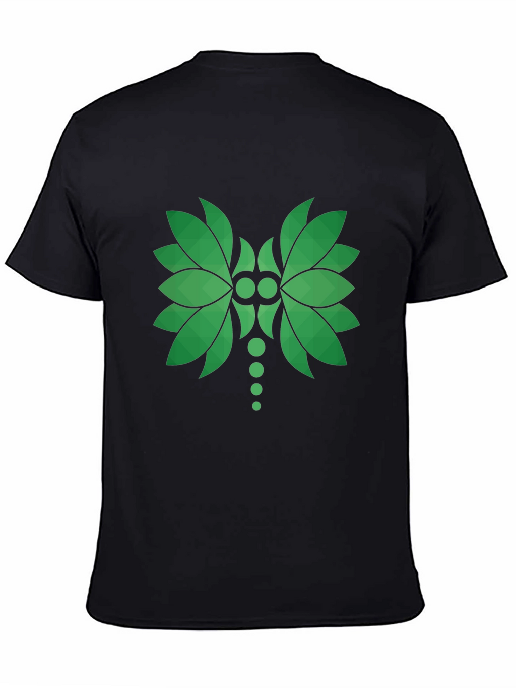 Green Leaf Geometric Graphic Black T-Shirt
