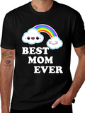 Best Mom Ever Cute Rainbow Cloud Graphic T-Shirt
