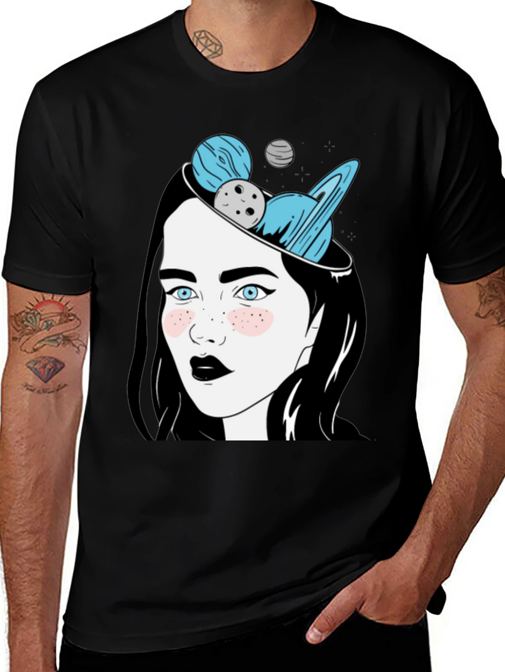Cosmic Dreamer Graphic T-Shirt - Unisex Black Tee