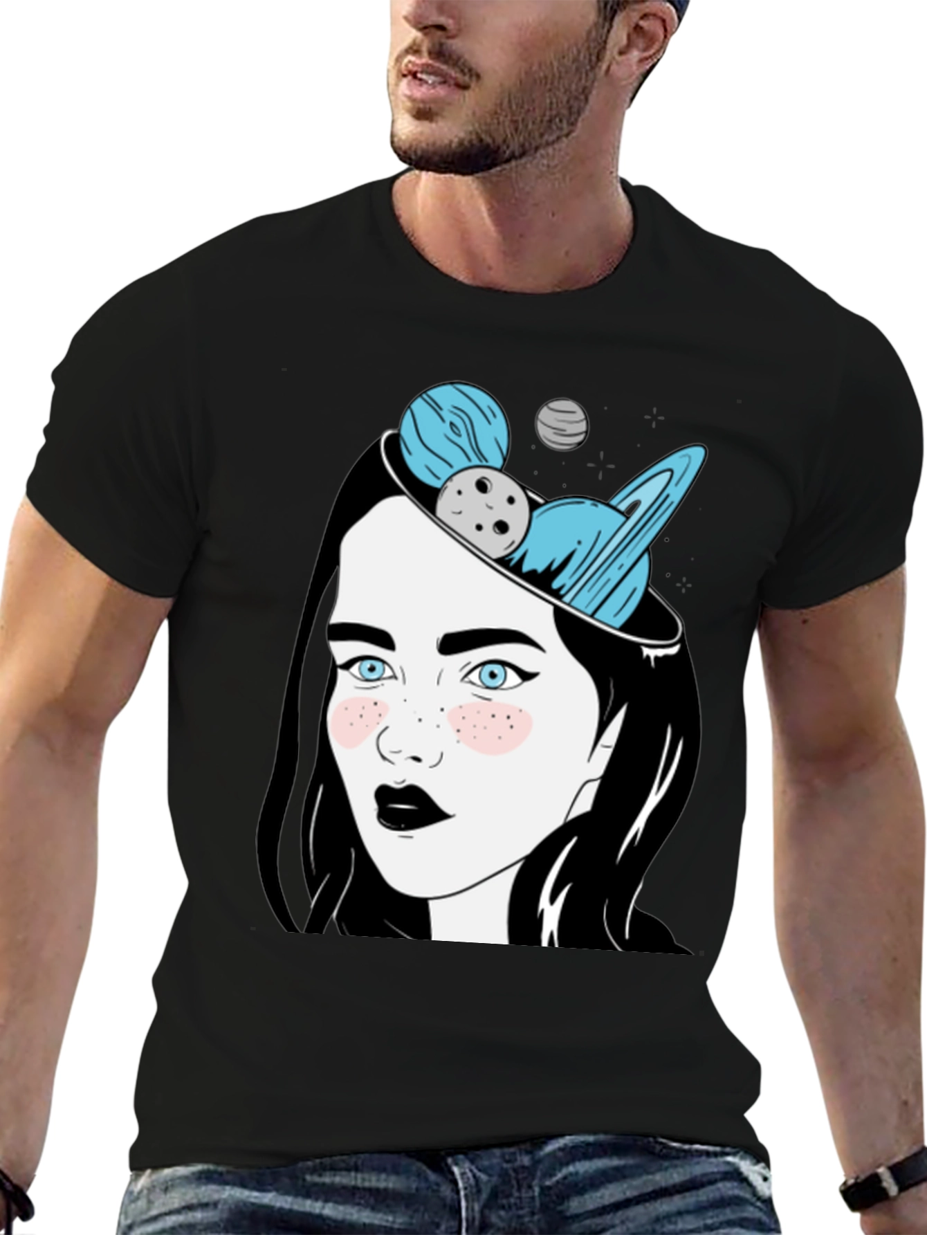 Cosmic Dreamer Graphic T-Shirt - Unisex Black Tee