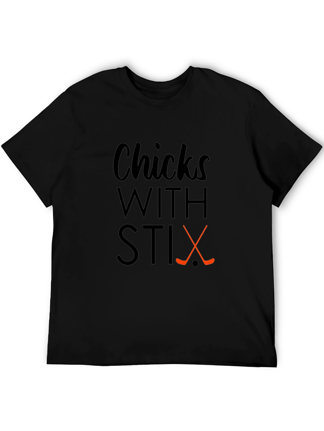 Chicks With Stix Hockey T-Shirt - Black