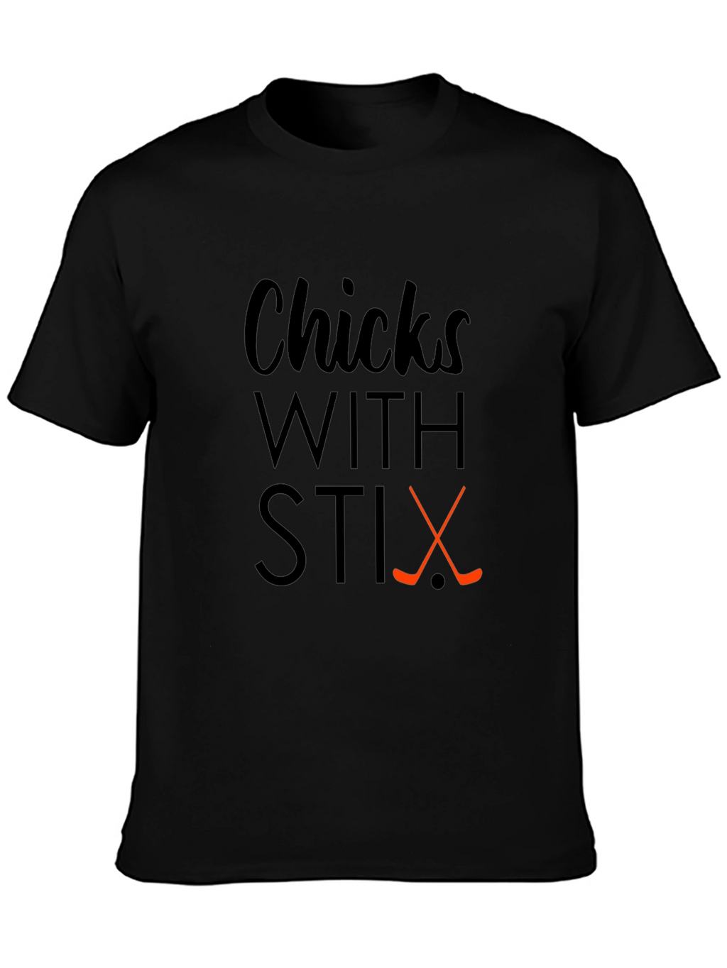 Chicks With Stix Hockey T-Shirt - Black