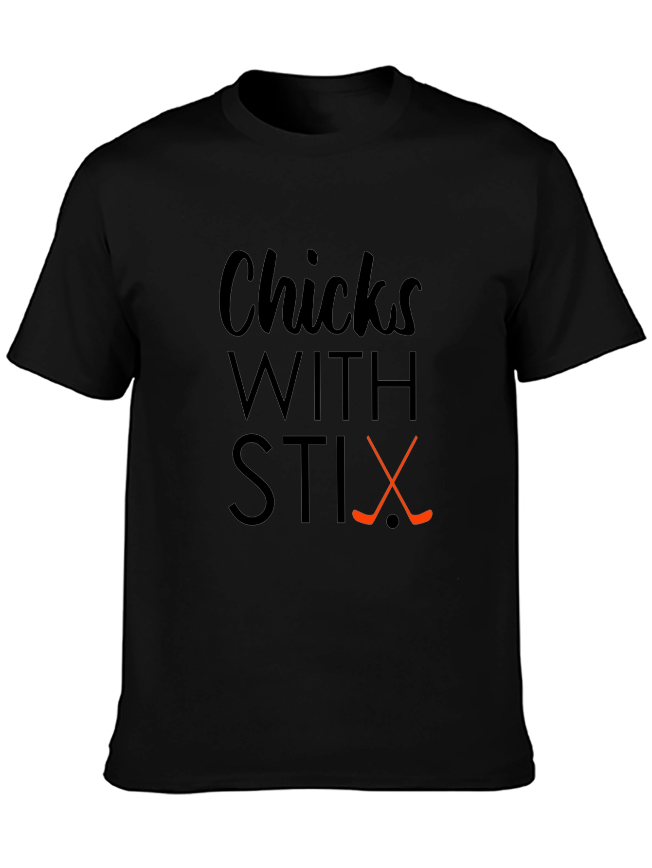 Chicks With Stix Hockey T-Shirt - Black