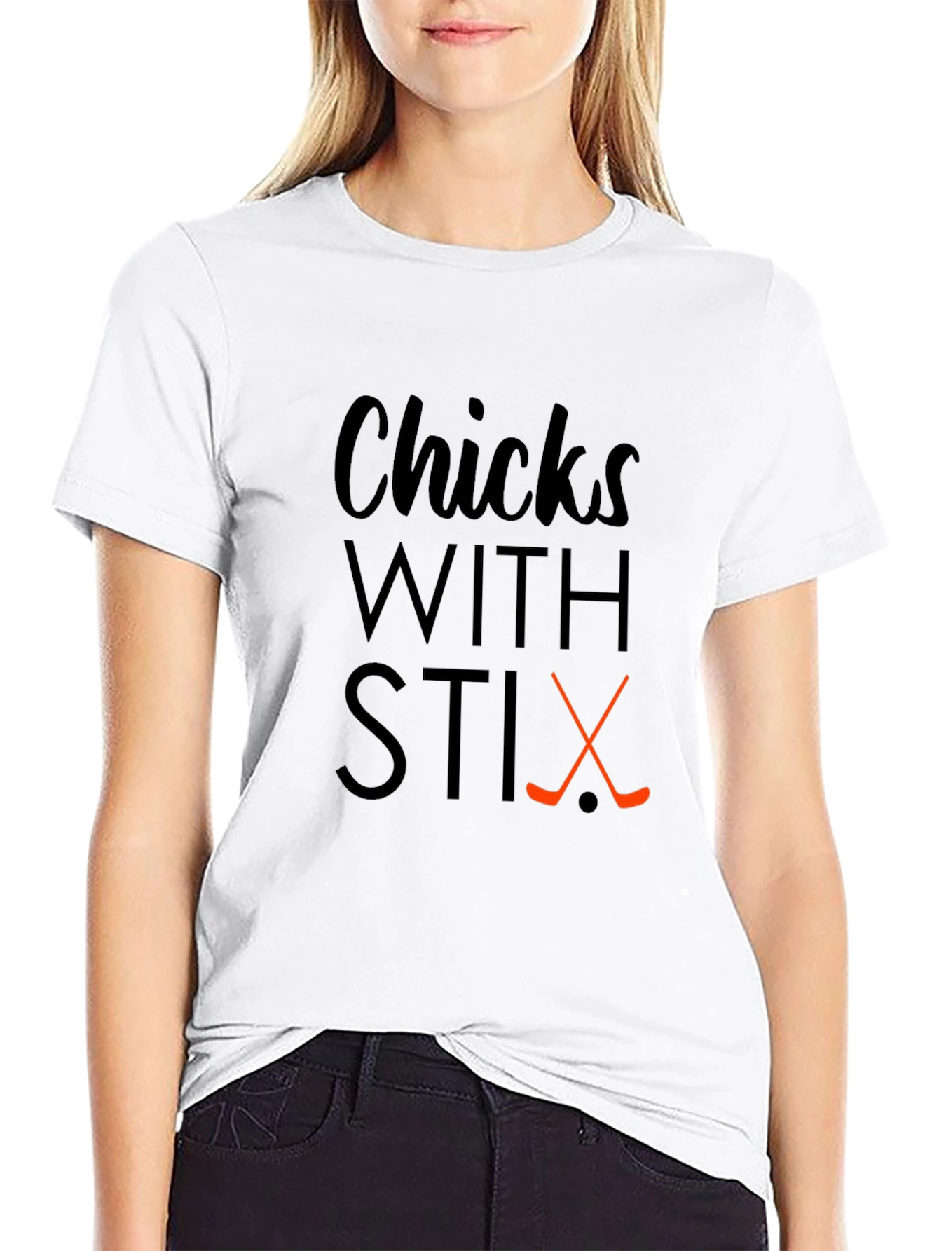 Chicks With Stix Hockey T-Shirt - Black