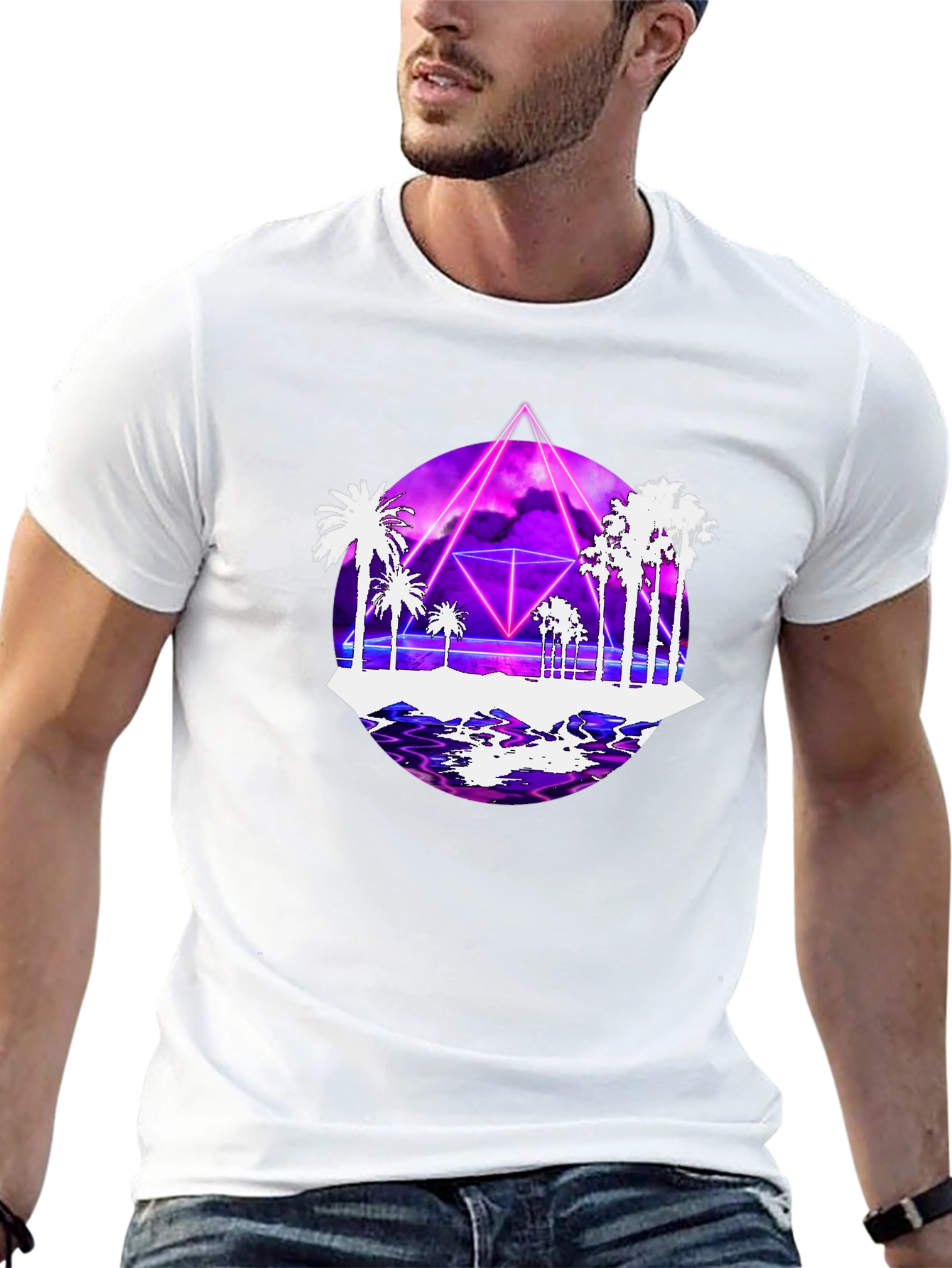 Retro Wave Tee: Synthwave Palm Tree Design