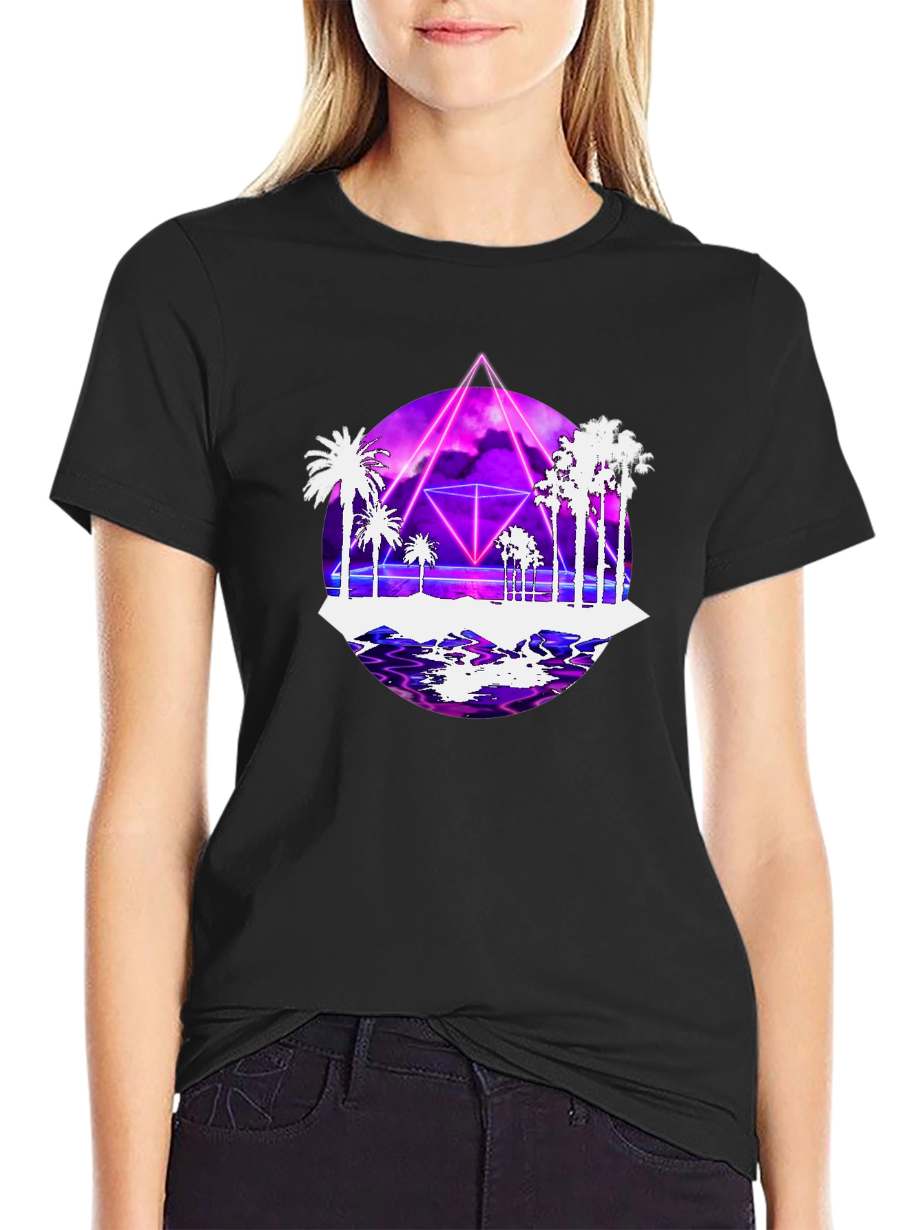 Retro Wave Tee: Synthwave Palm Tree Design