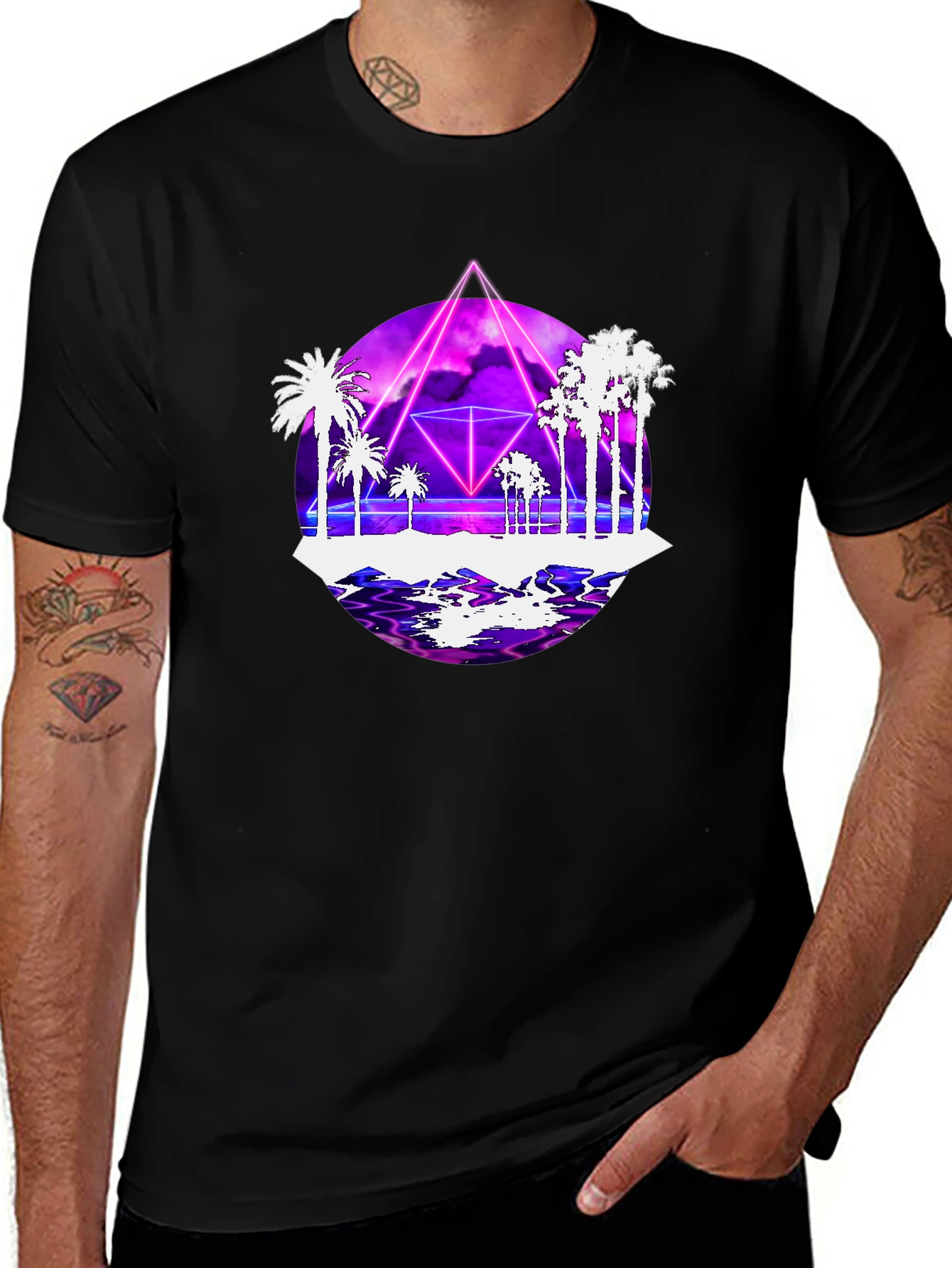 Retro Wave Tee: Synthwave Palm Tree Design