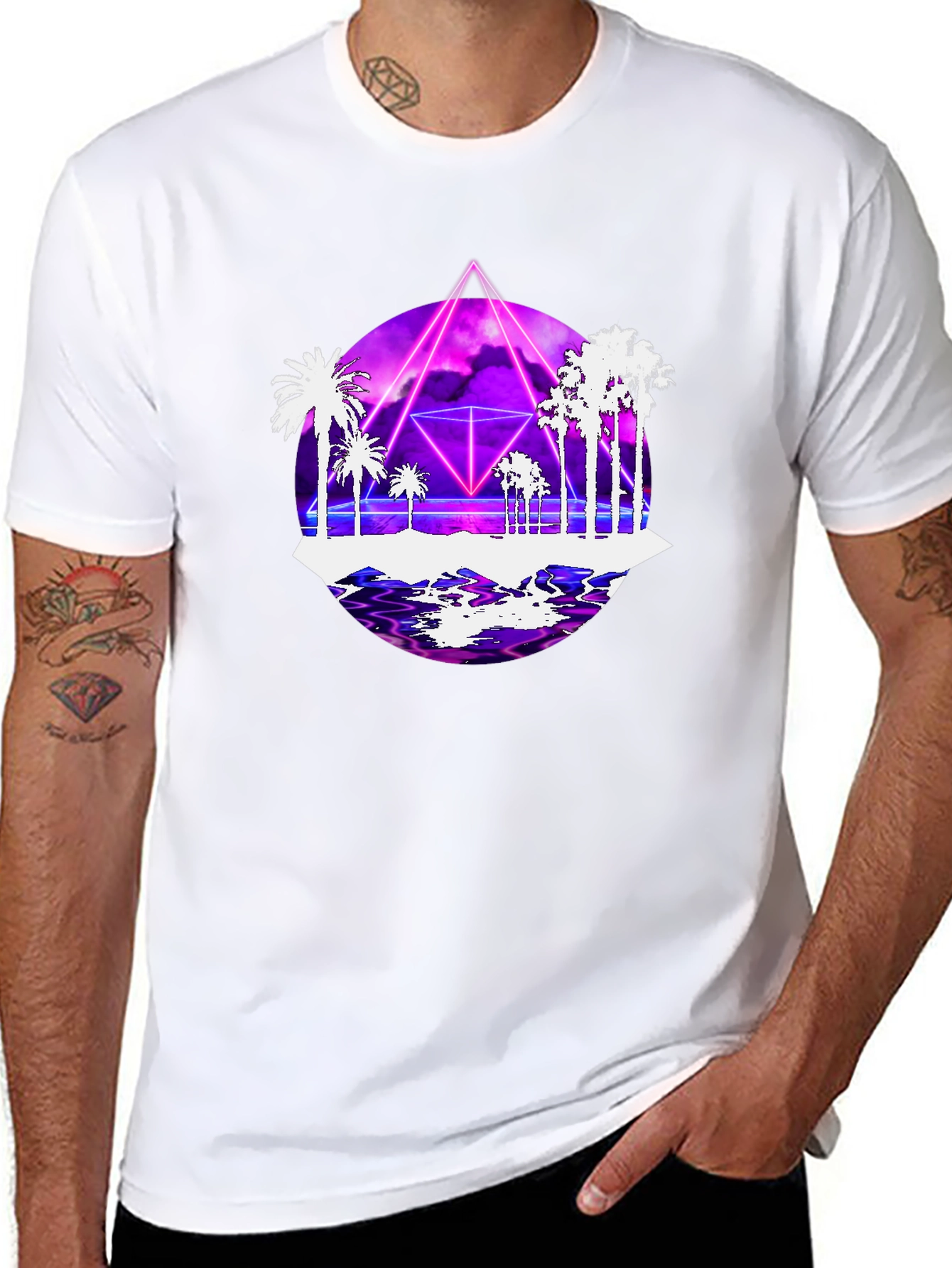 Retro Wave Tee: Synthwave Palm Tree Design