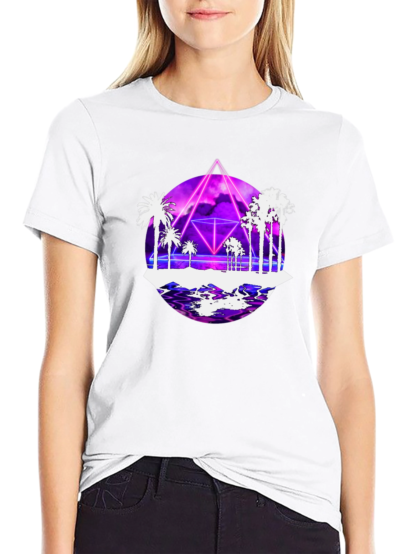 Retro Wave Tee: Synthwave Palm Tree Design