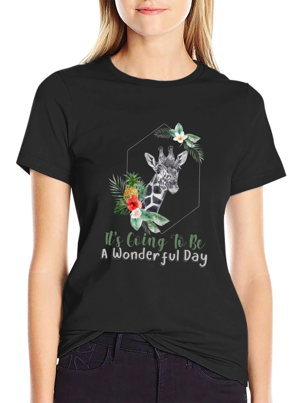 Giraffe Floral Mens T-Shirt