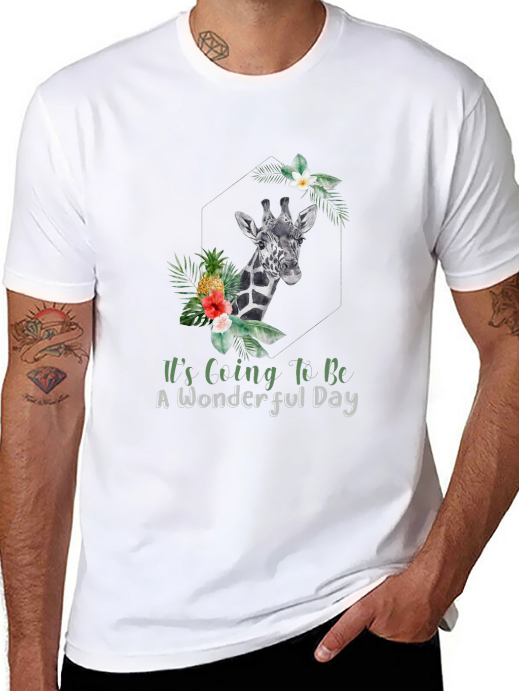 Giraffe Floral Mens T-Shirt