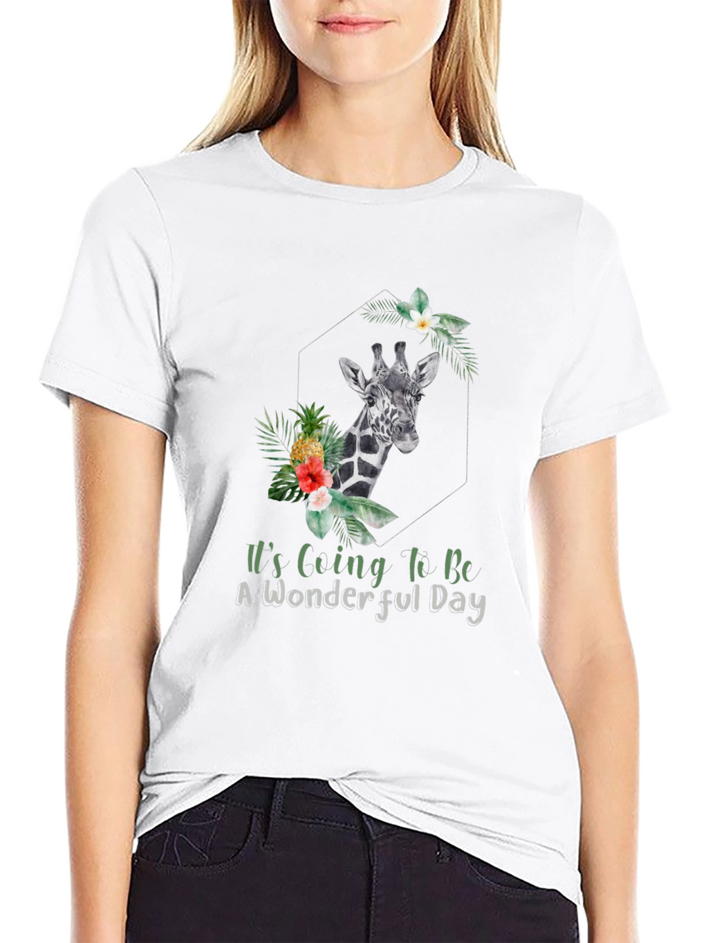 Giraffe Floral Mens T-Shirt