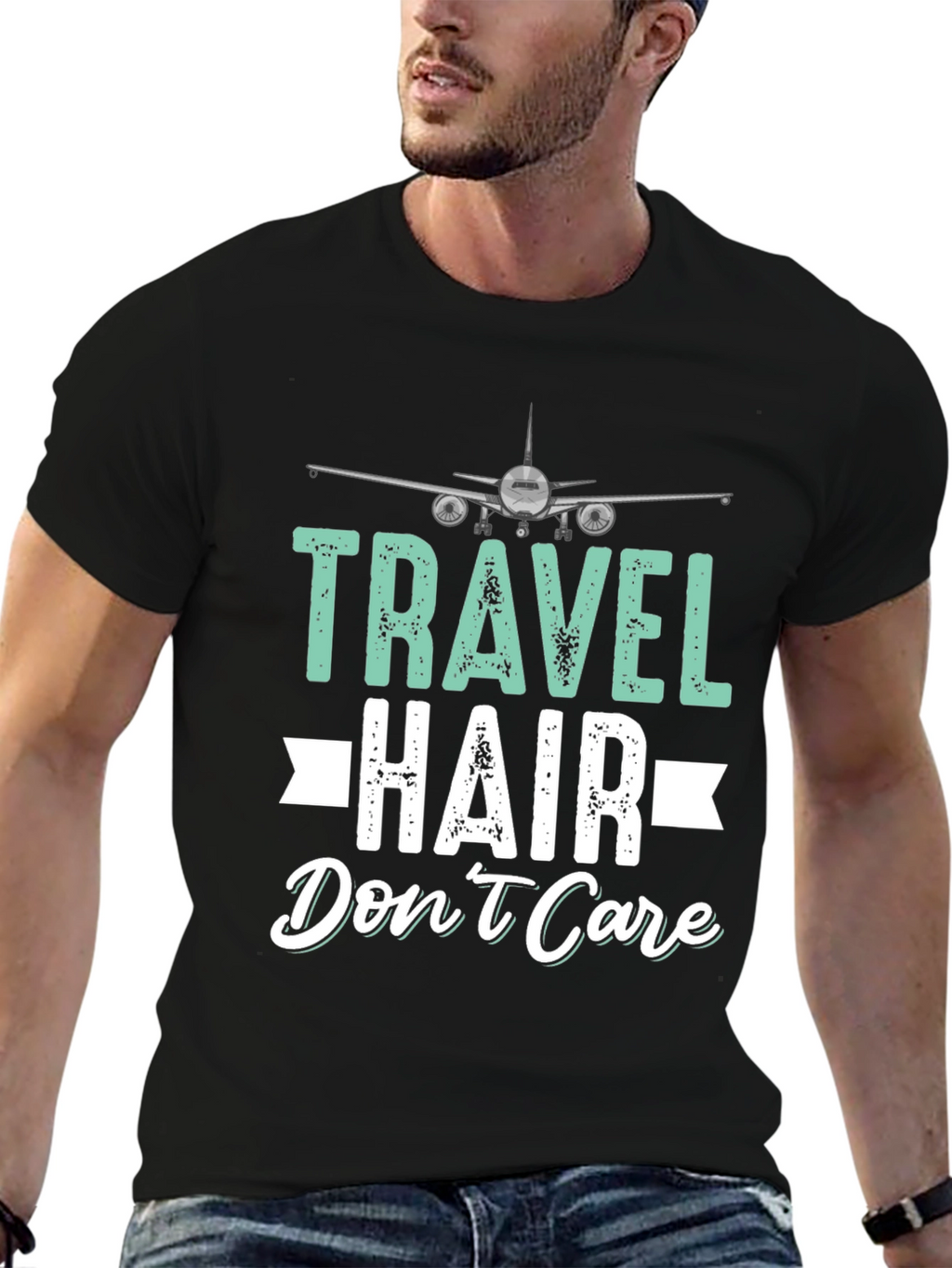 Travel Hair Dont Care Black Graphic T-Shirt