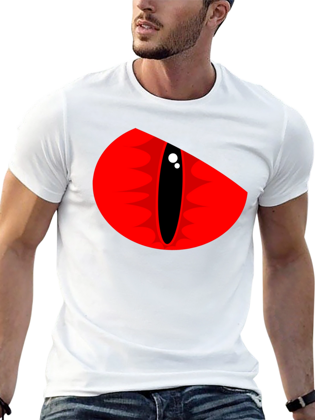 Mens Black T-Shirt - Red Dragon Eye Graphic