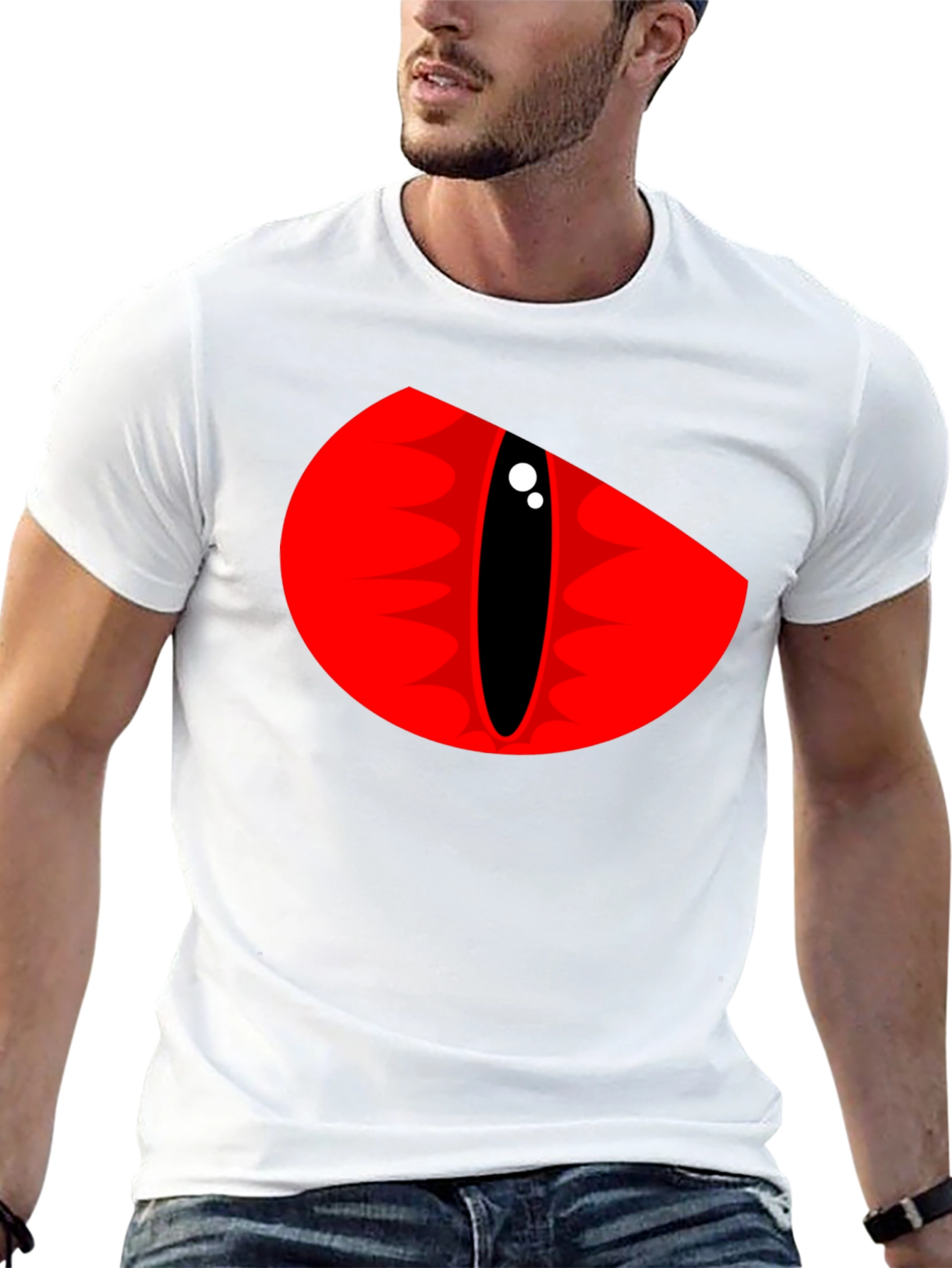 Mens Black T-Shirt - Red Dragon Eye Graphic