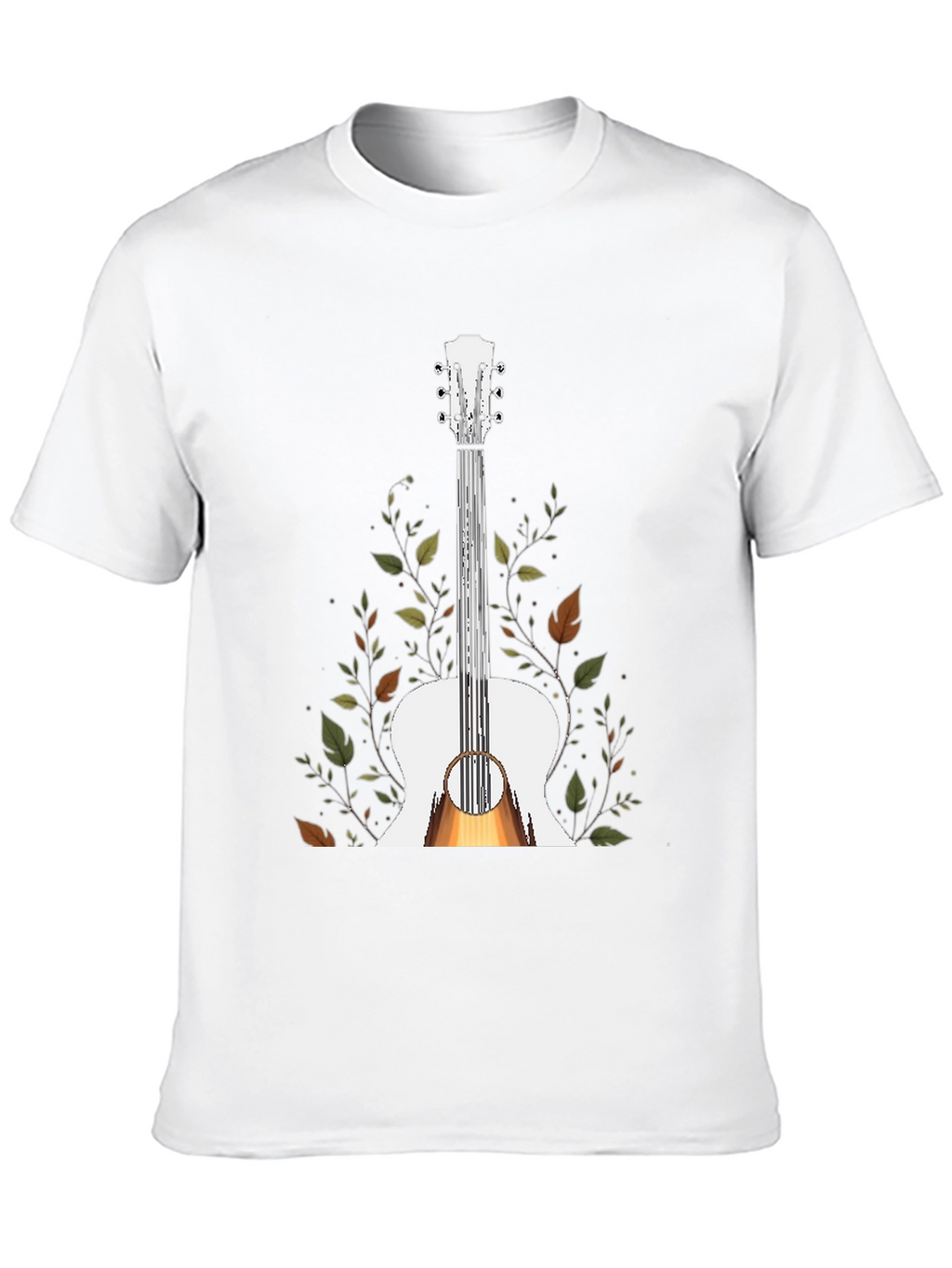 Guitar & Foliage Graphic T-Shirt - Black
