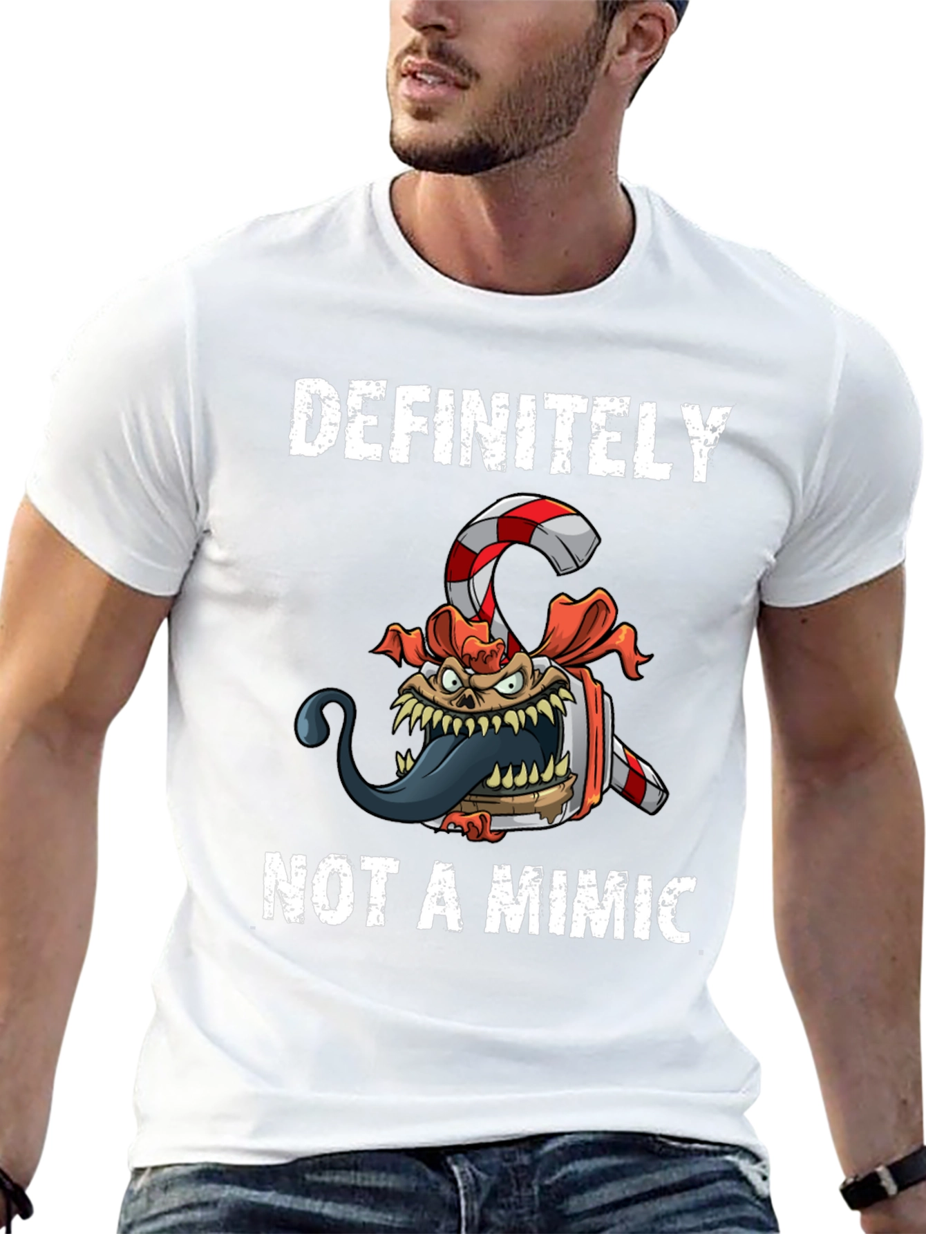 Definitely Not A Mimic Christmas Candy Monster T-Shirt