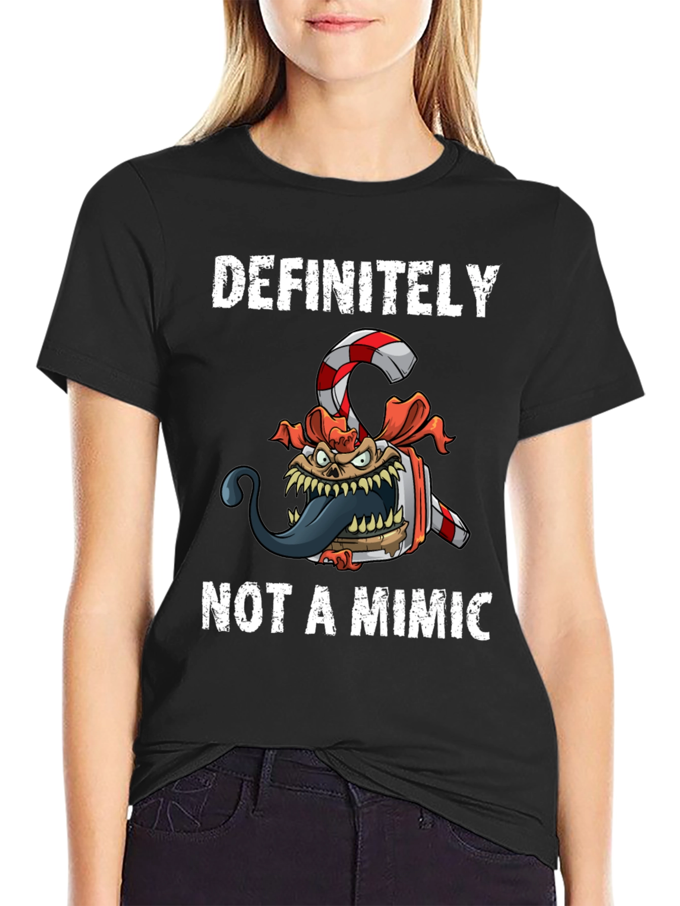 Definitely Not A Mimic Christmas Candy Monster T-Shirt