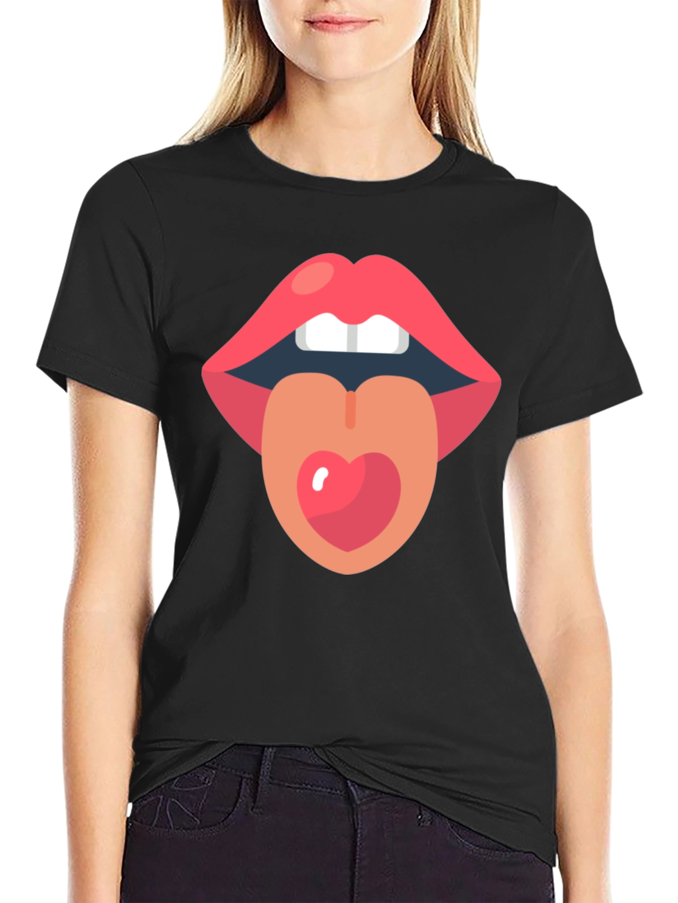 Lips and Tongue Heart Graphic Tee
