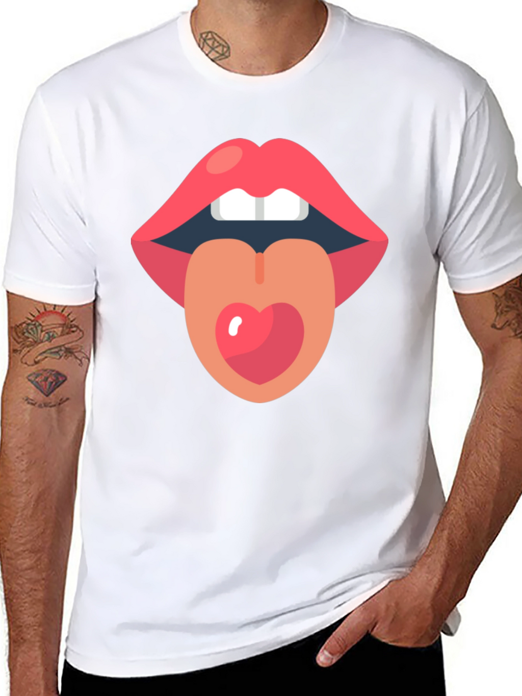 Lips and Tongue Heart Graphic Tee