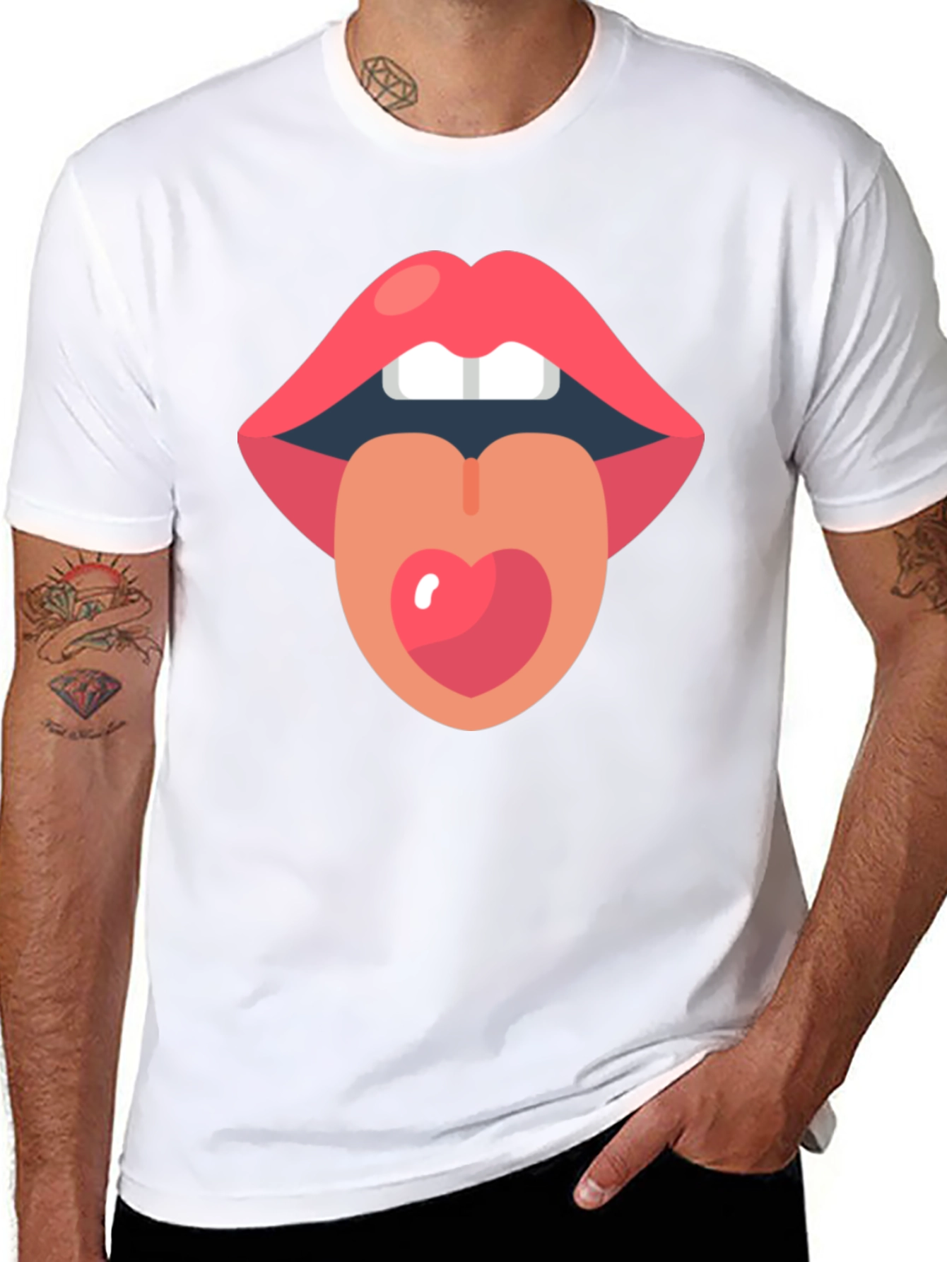 Lips and Tongue Heart Graphic Tee