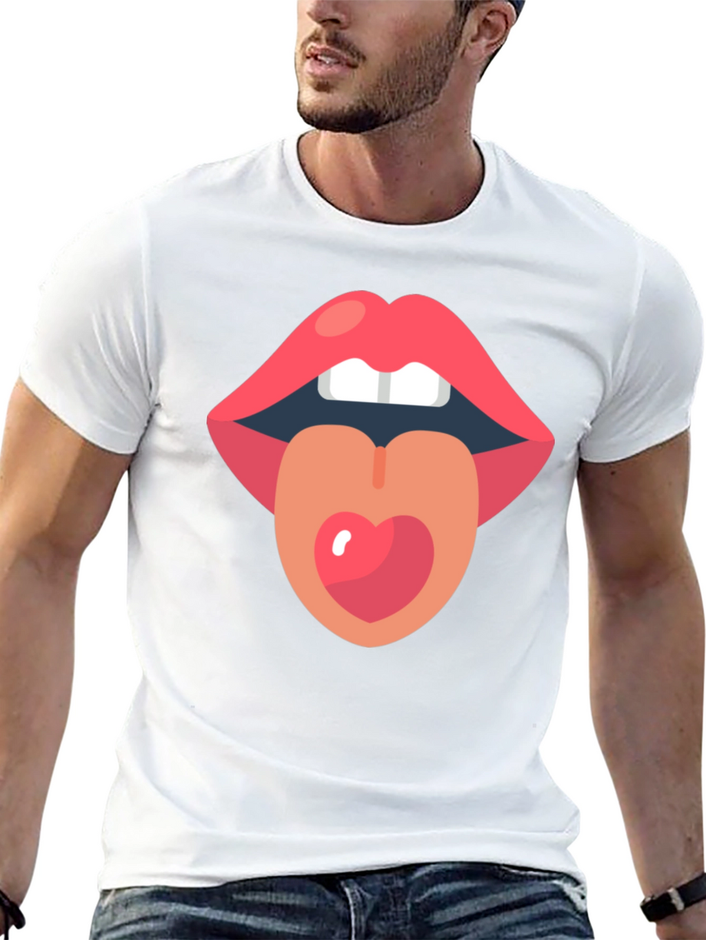 Lips and Tongue Heart Graphic Tee