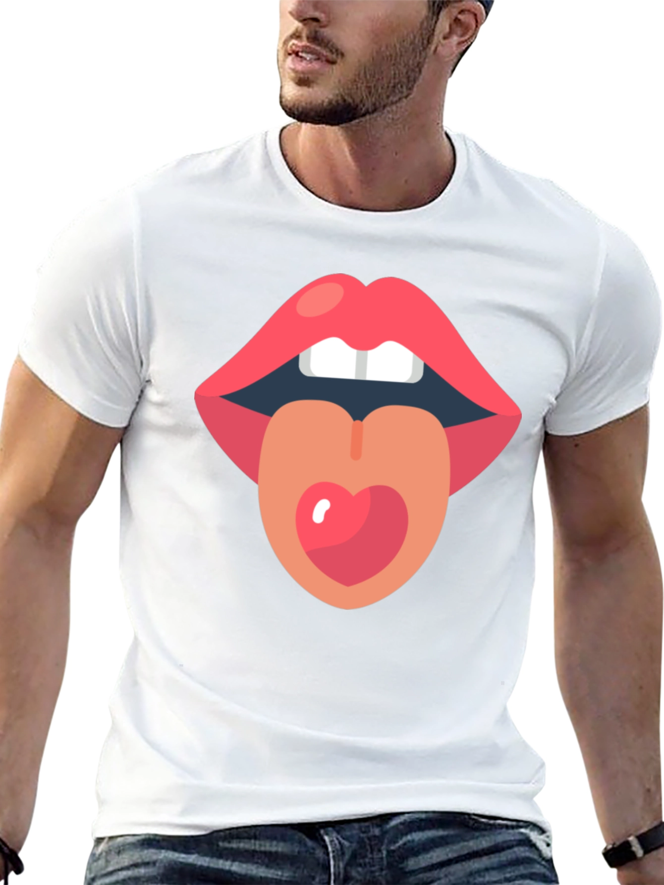Lips and Tongue Heart Graphic Tee