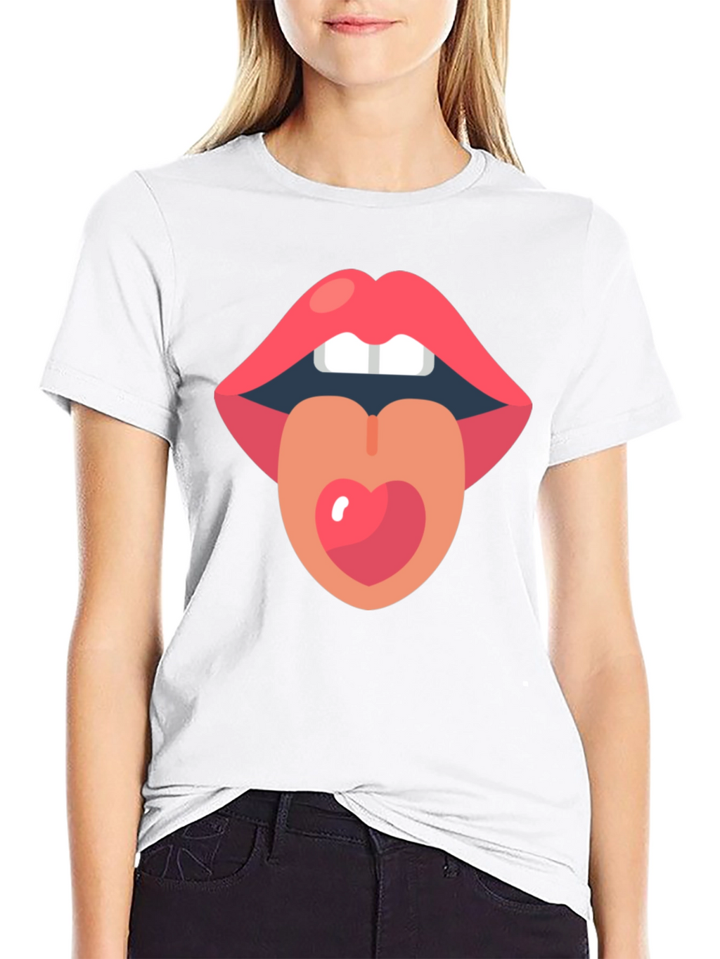 Lips and Tongue Heart Graphic Tee