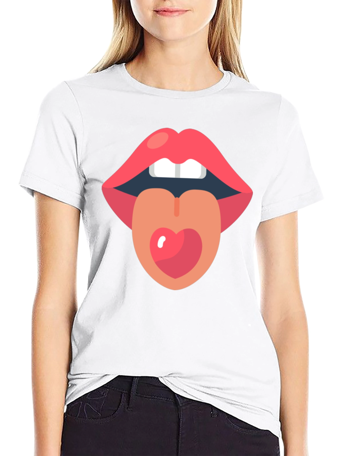 Lips and Tongue Heart Graphic Tee