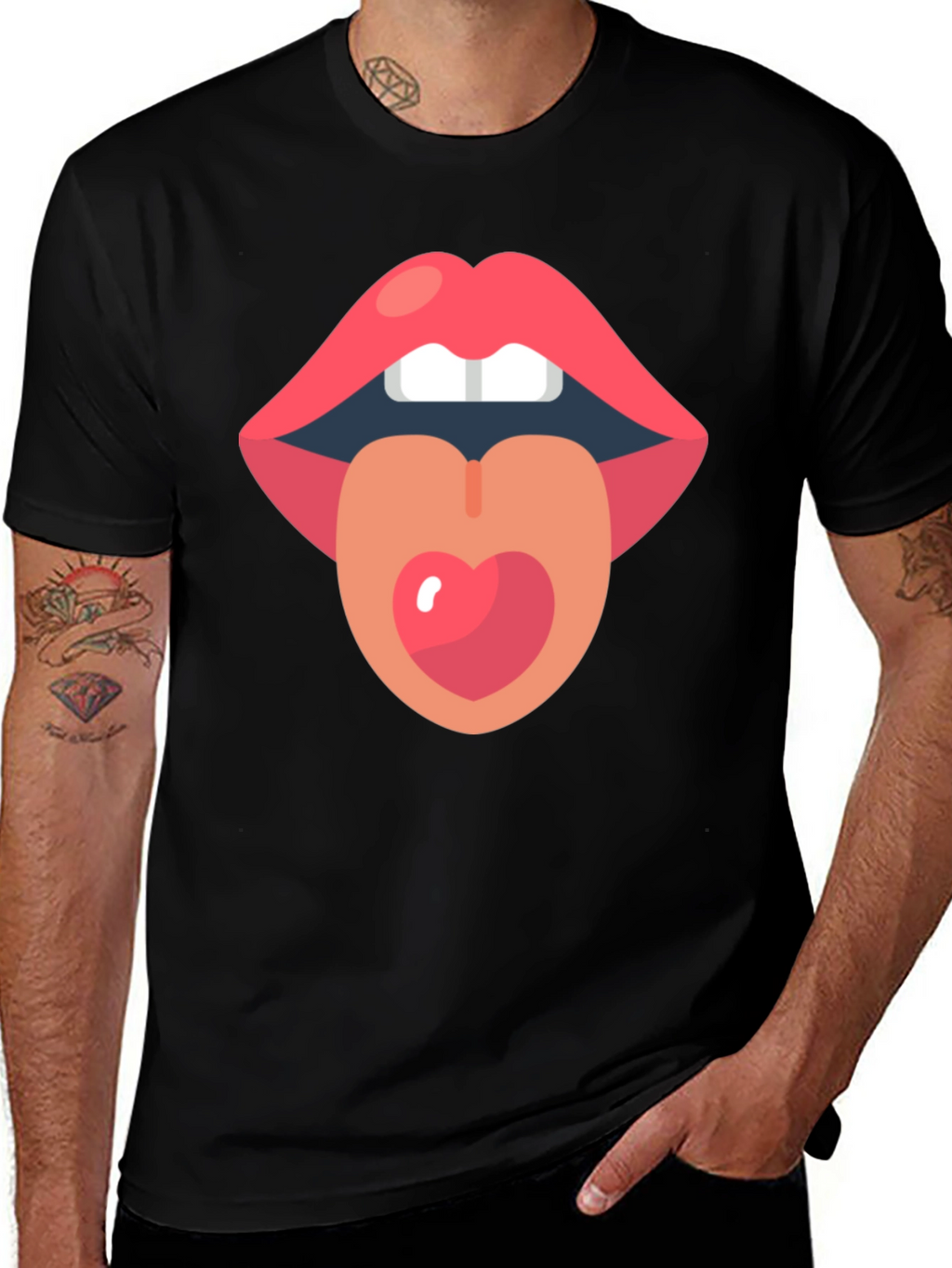 Lips and Tongue Heart Graphic Tee