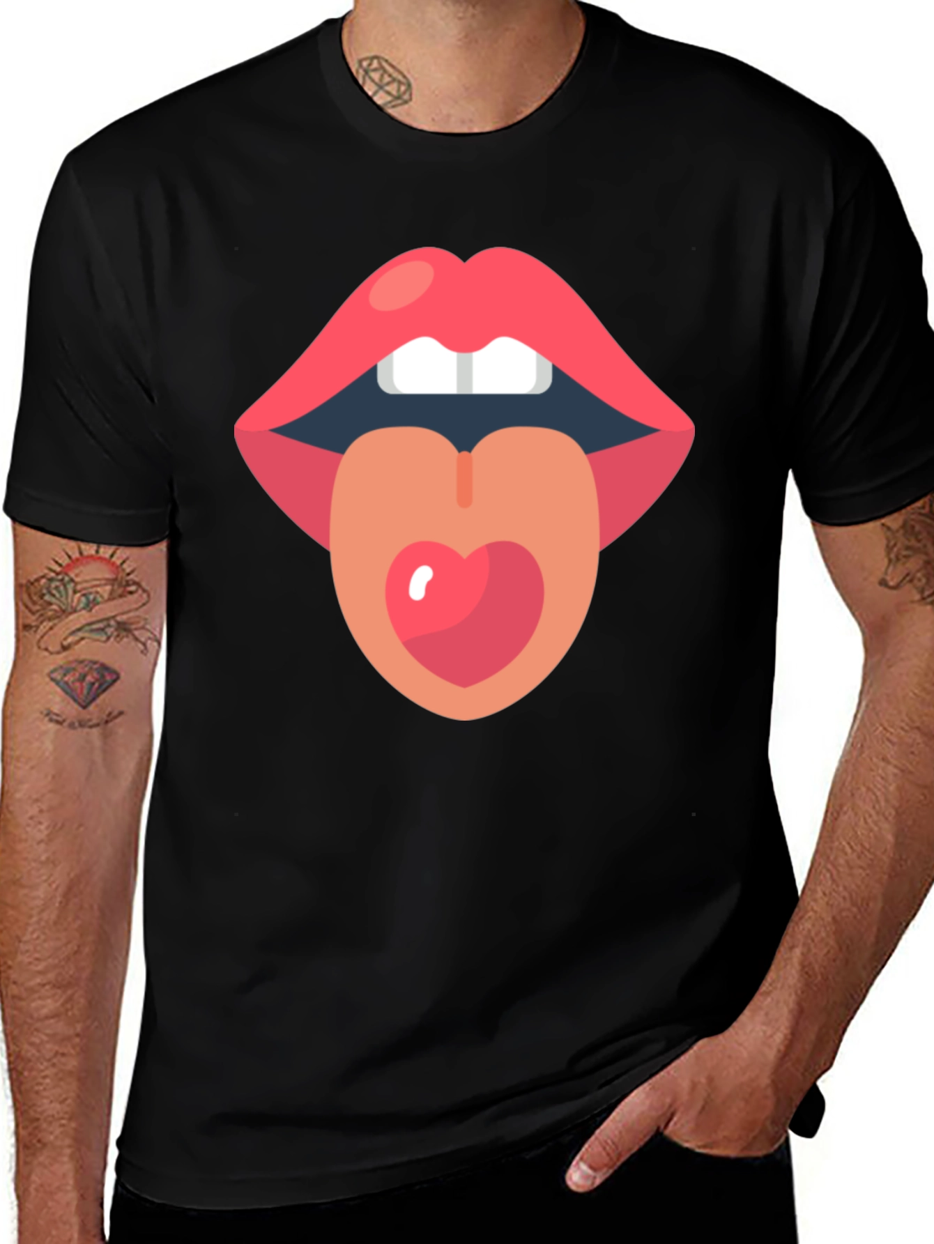 Lips and Tongue Heart Graphic Tee