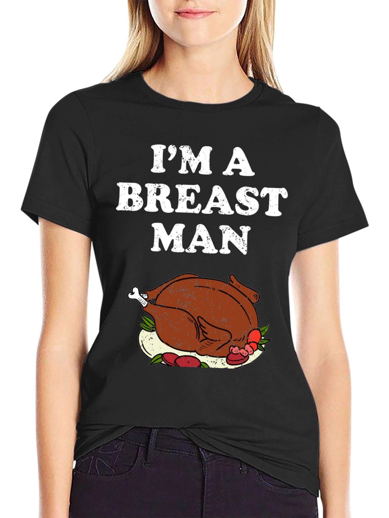Im a Breast Man Thanksgiving Turkey Graphic T-Shirt