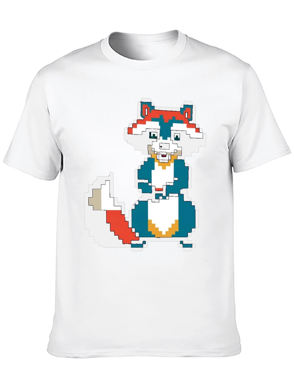 Pixel Art Squirrel Graphic Tee - Black Cotton T-Shirt