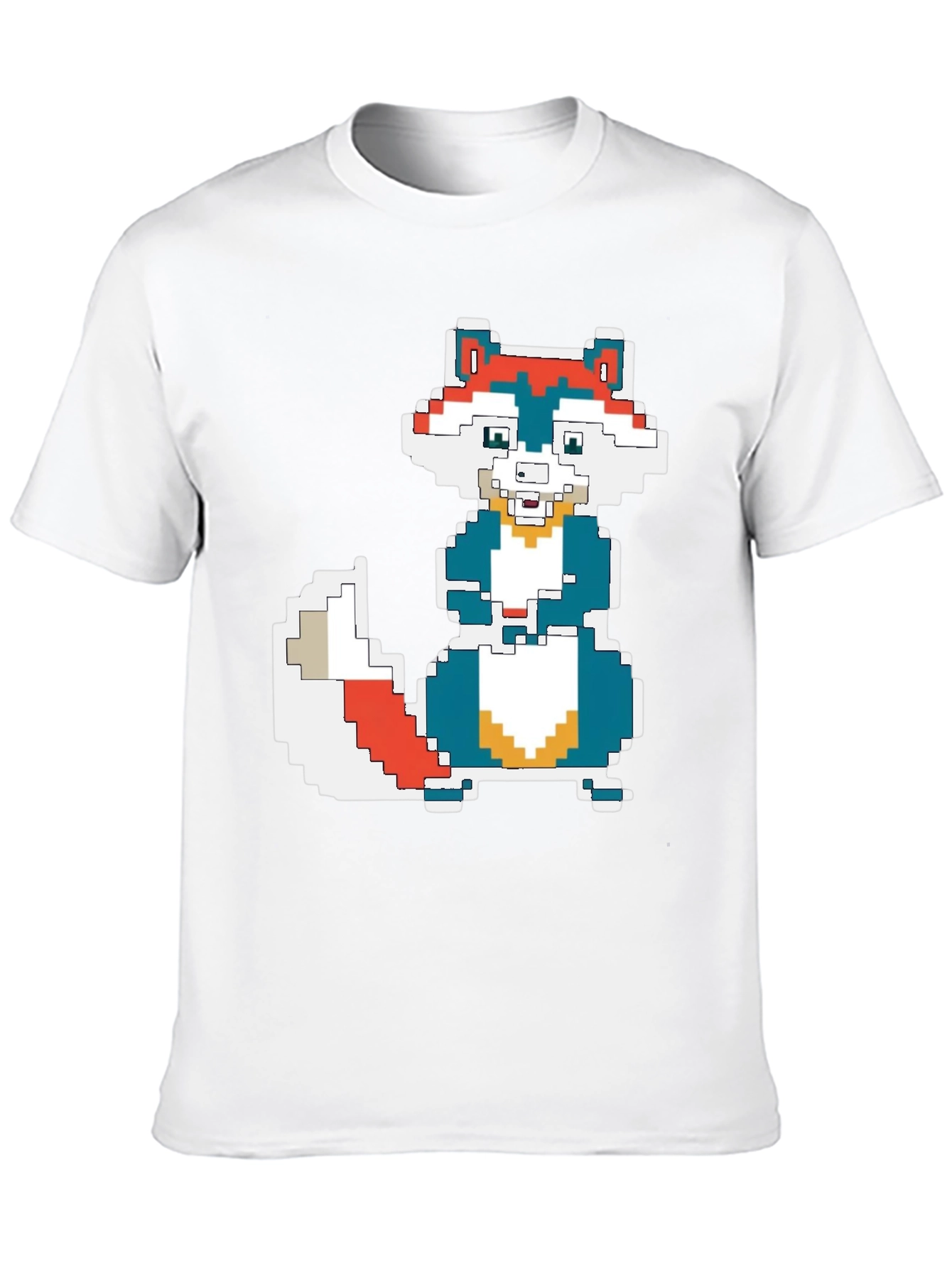 Pixel Art Squirrel Graphic Tee - Black Cotton T-Shirt