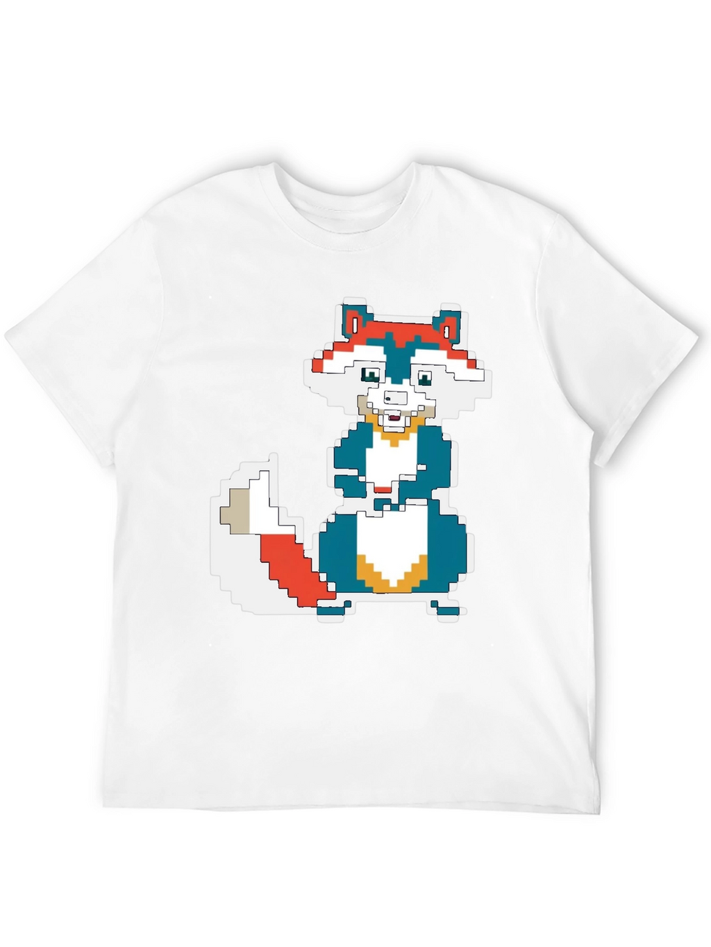 Pixel Art Squirrel Graphic Tee - Black Cotton T-Shirt