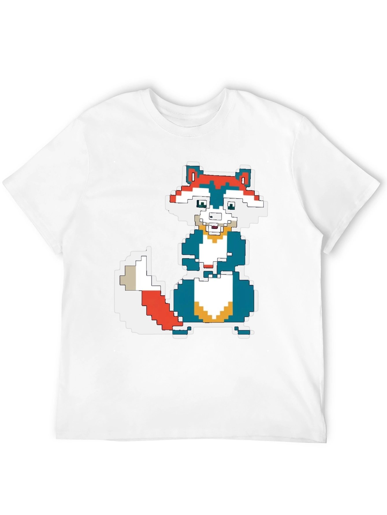 Pixel Art Squirrel Graphic Tee - Black Cotton T-Shirt