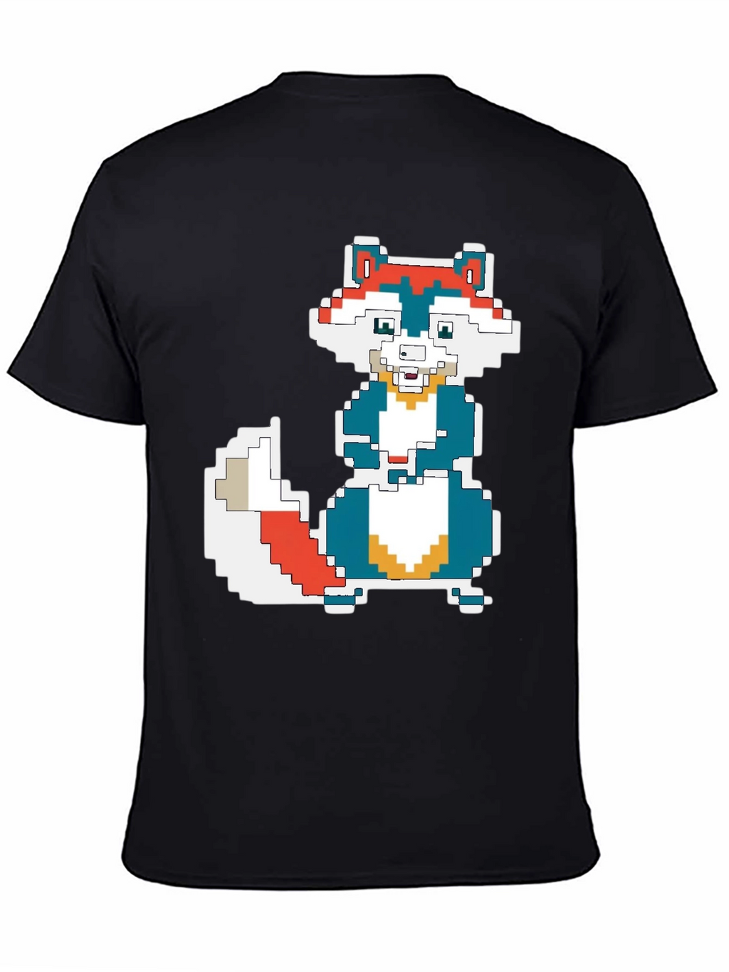 Pixel Art Squirrel Graphic Tee - Black Cotton T-Shirt