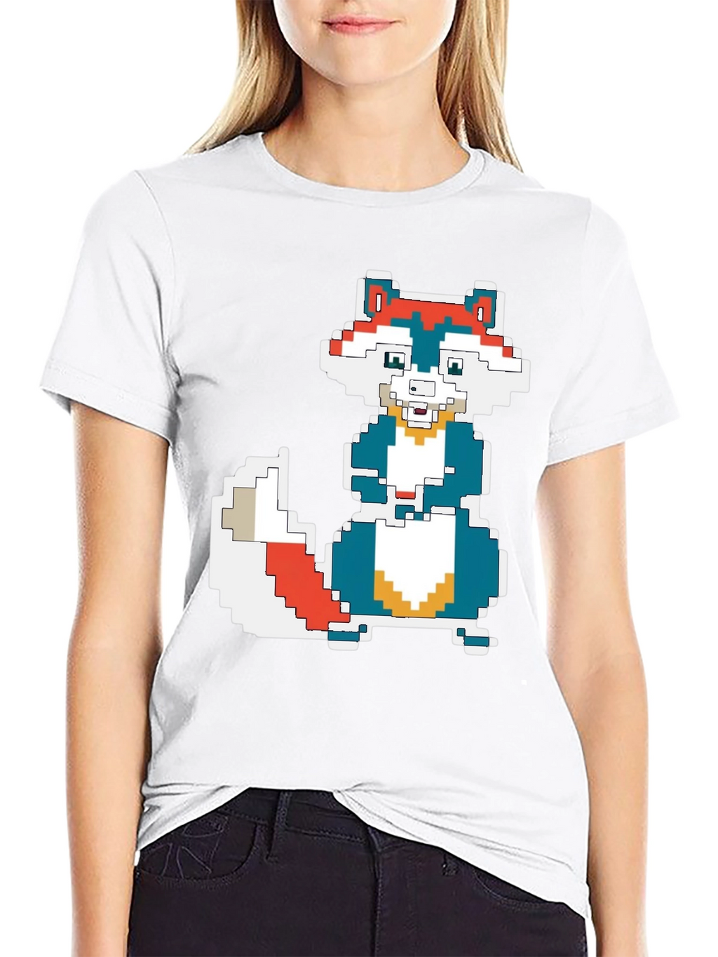 Pixel Art Squirrel Graphic Tee - Black Cotton T-Shirt