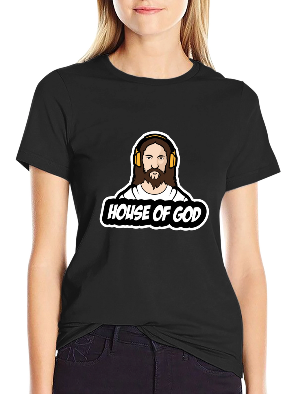 House of God Graphic Tee - Black Cotton T-Shirt