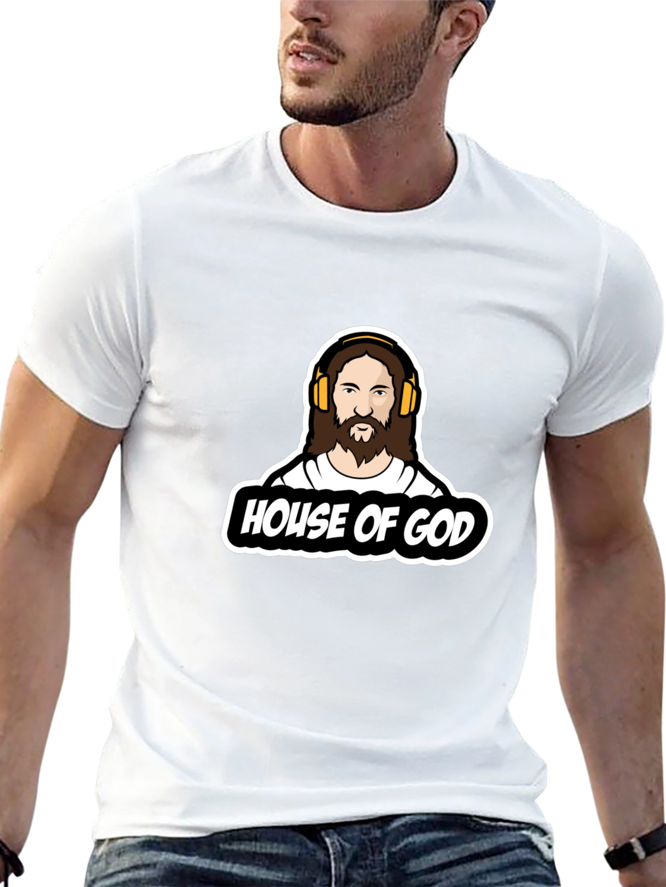 House of God Graphic Tee - Black Cotton T-Shirt