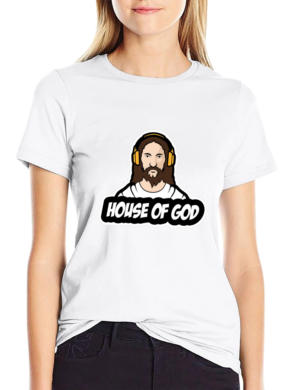 House of God Graphic Tee - Black Cotton T-Shirt