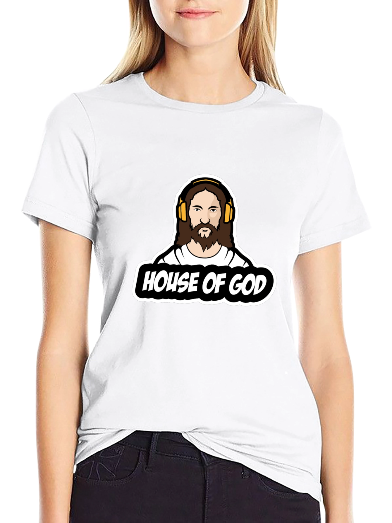 House of God Graphic Tee - Black Cotton T-Shirt