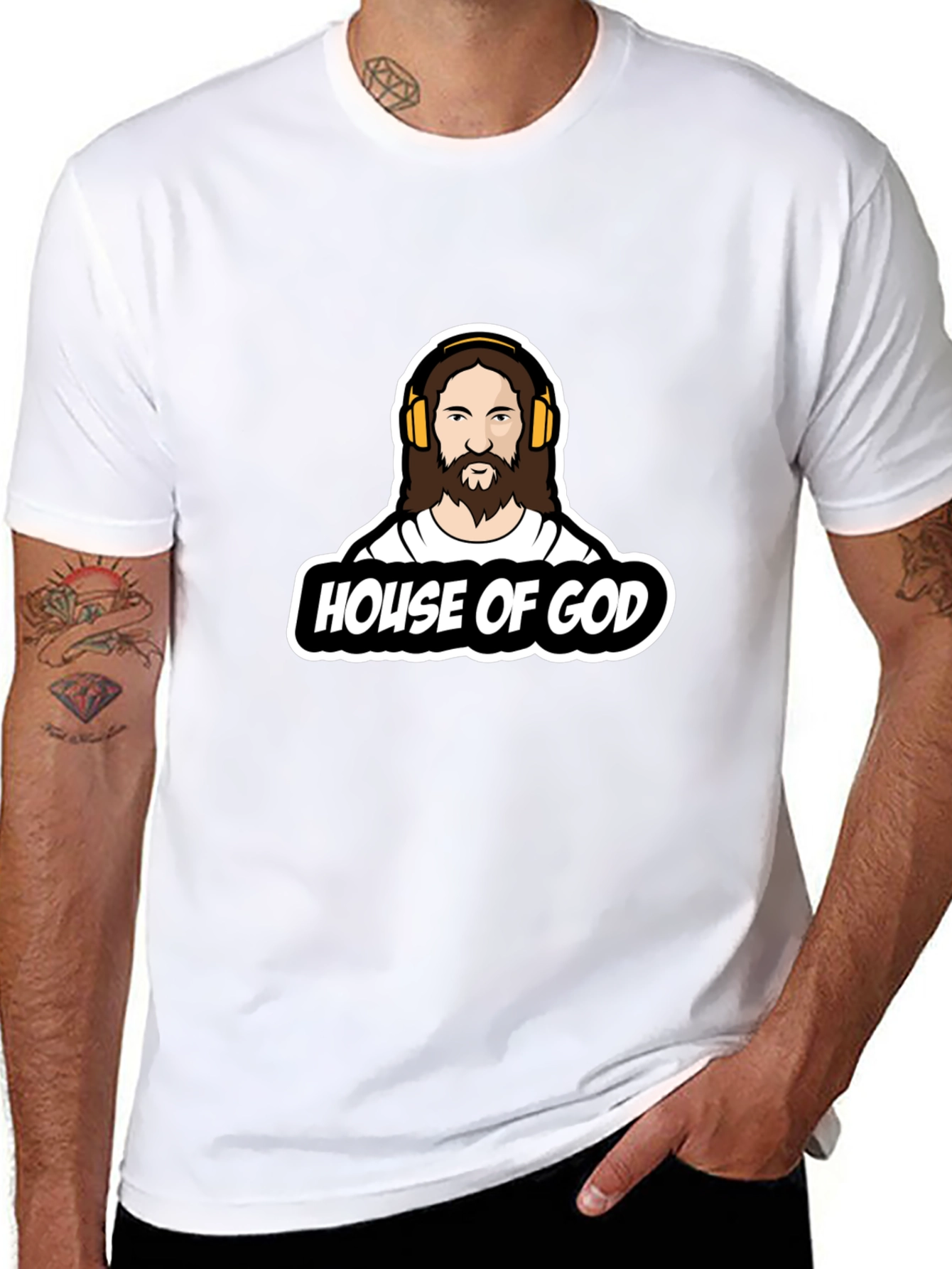 House of God Graphic Tee - Black Cotton T-Shirt