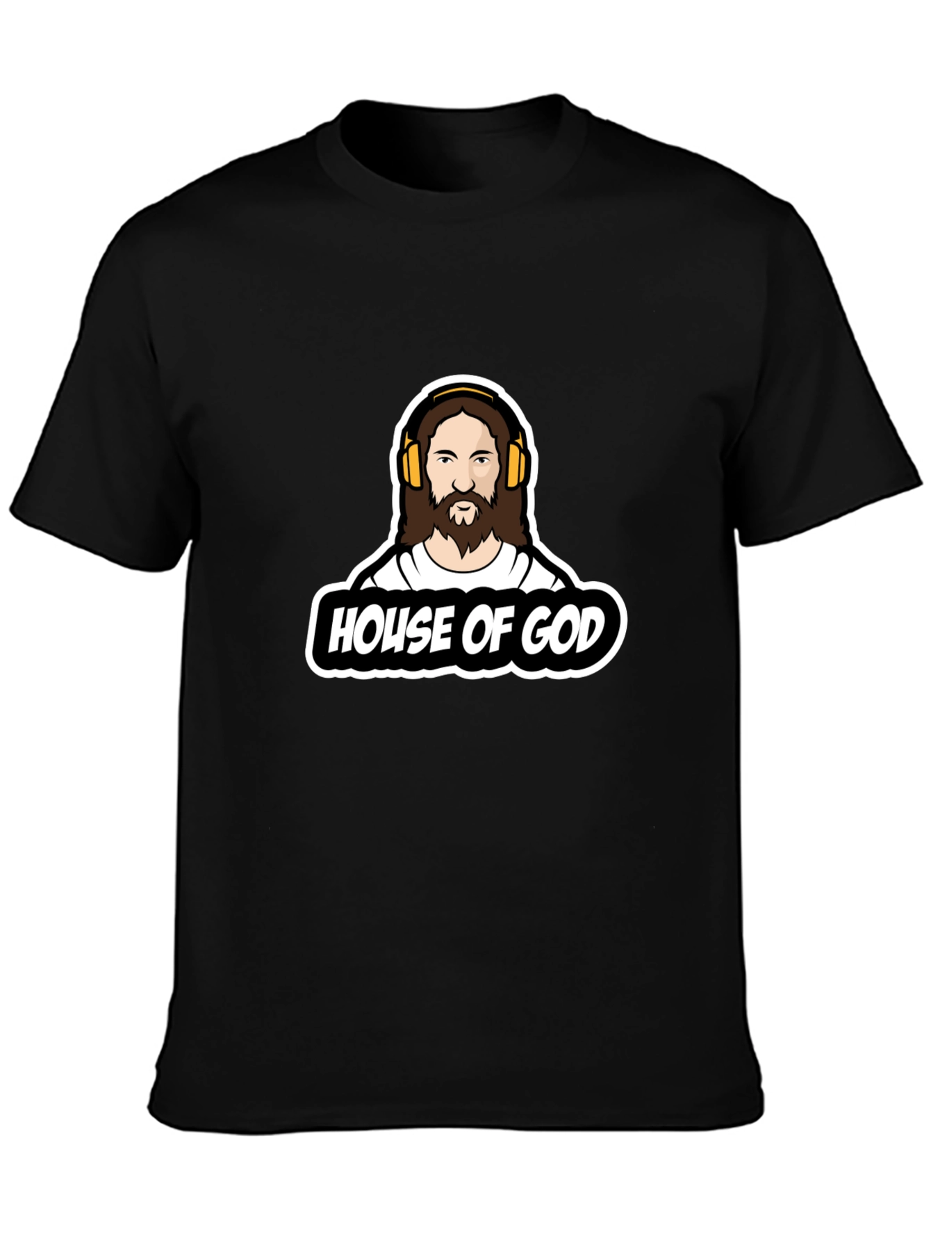 House of God Graphic Tee - Black Cotton T-Shirt