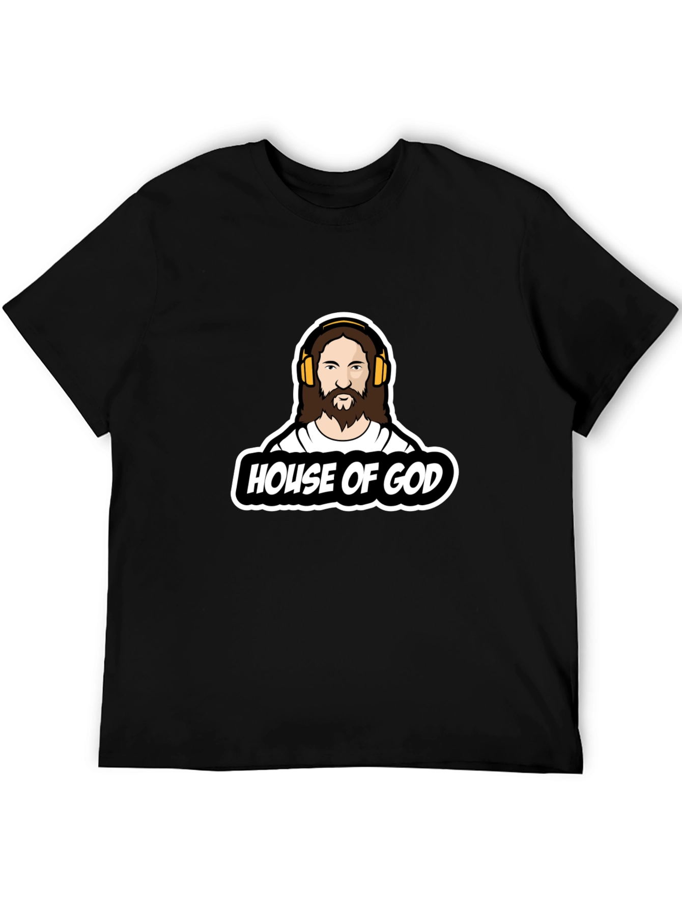 House of God Graphic Tee - Black Cotton T-Shirt