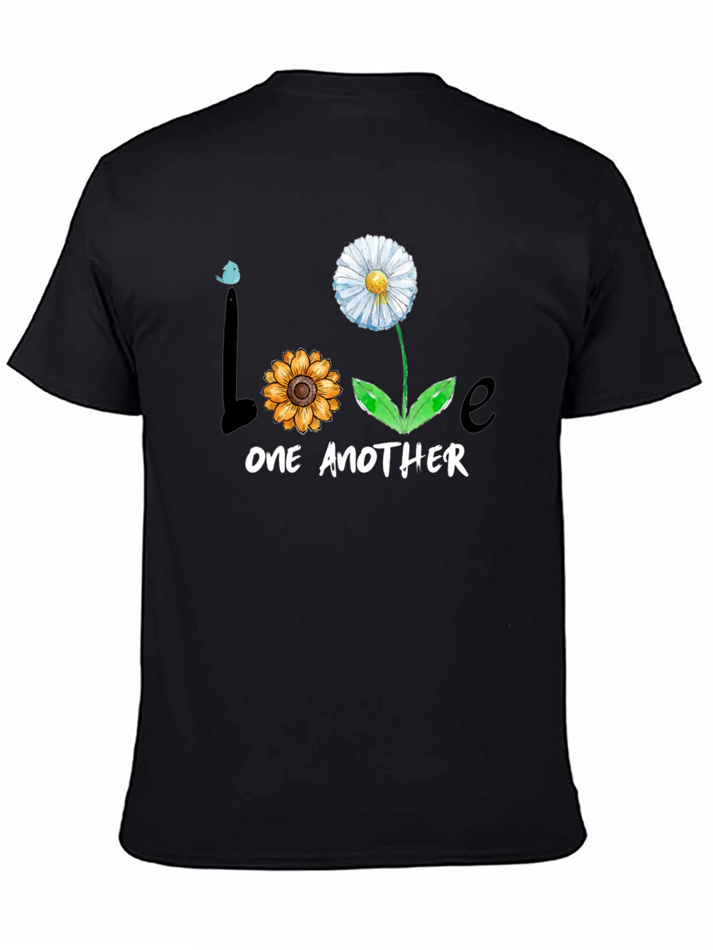 Love One Another Floral Graphic Tee - Black