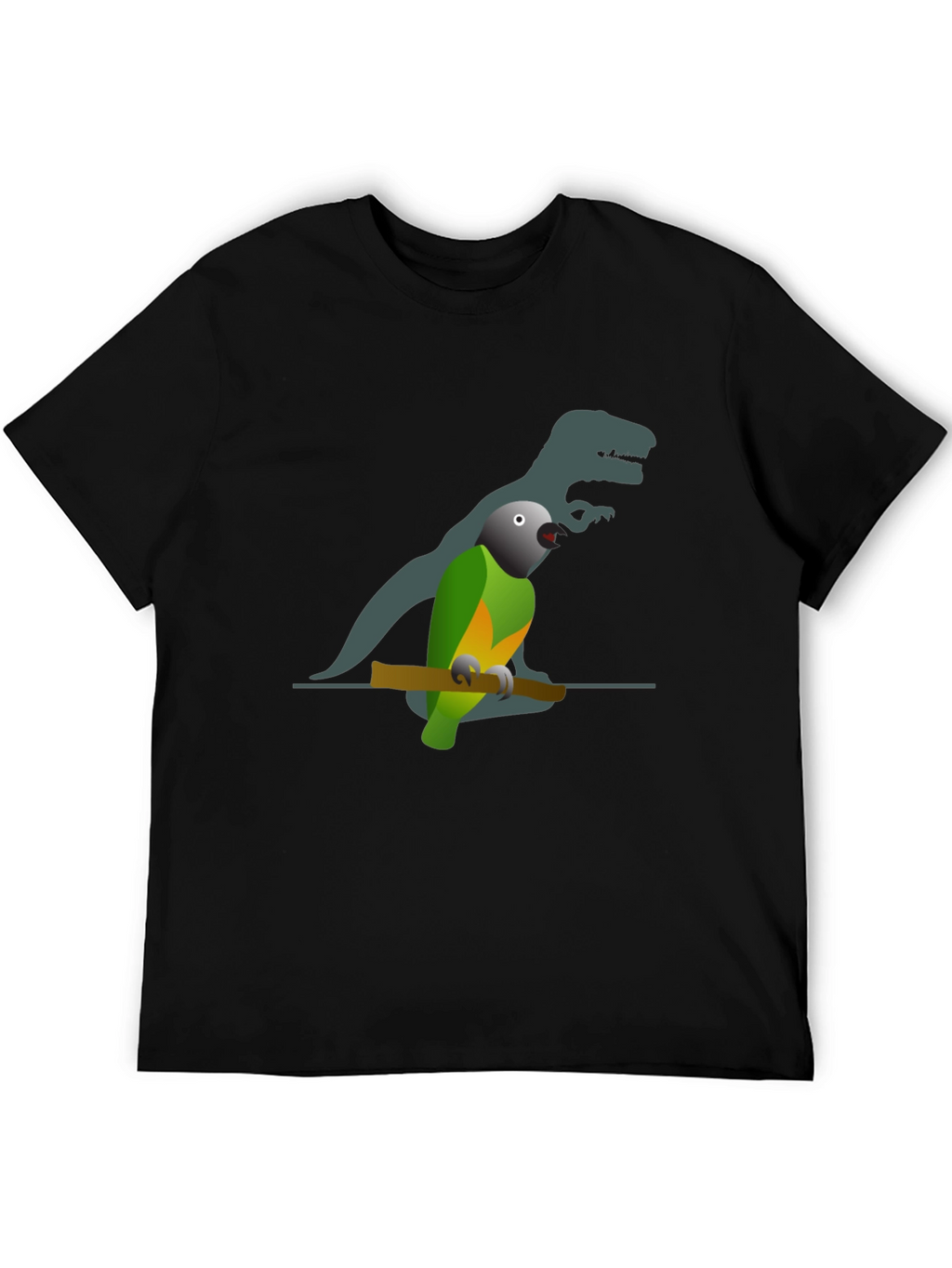 Parrot Shadow T-Shirt - Novelty Bird & Dinosaur Tee
