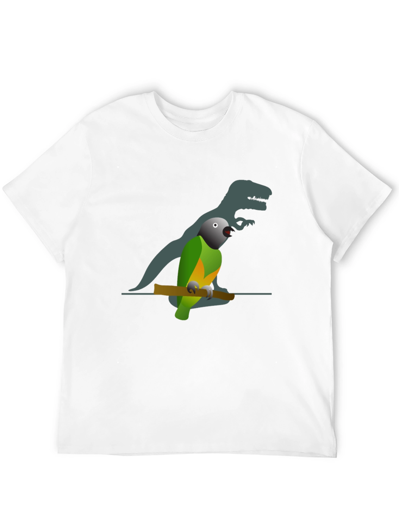 Parrot Shadow T-Shirt - Novelty Bird & Dinosaur Tee