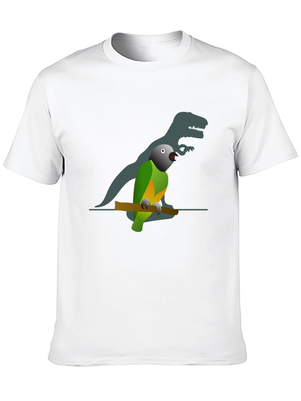 Parrot Shadow T-Shirt - Novelty Bird & Dinosaur Tee