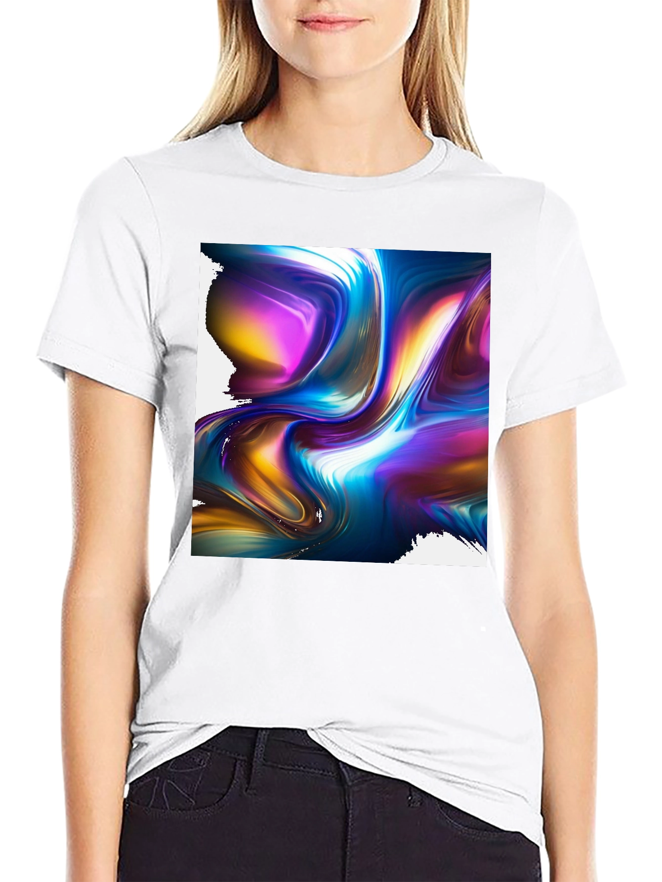 Abstract Art Black Tee: Bold Swirl Design
